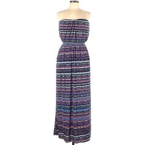 Strapless Summer Maxi Dress Ruched , Three Pink Hearts Brand, Size Large